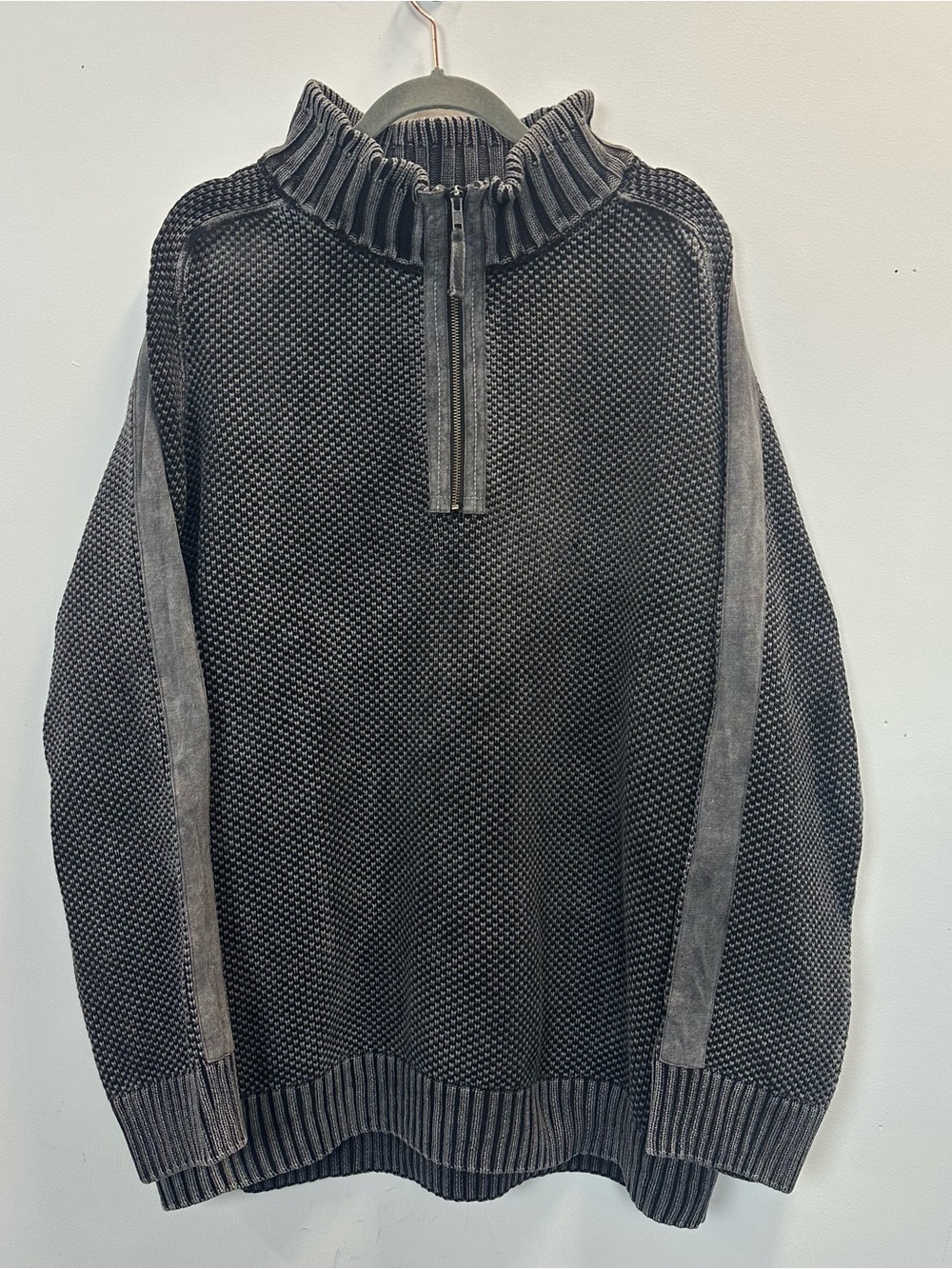 Carbon2Cobalt Quarter Zip Textured Sweater XXL Charcoal